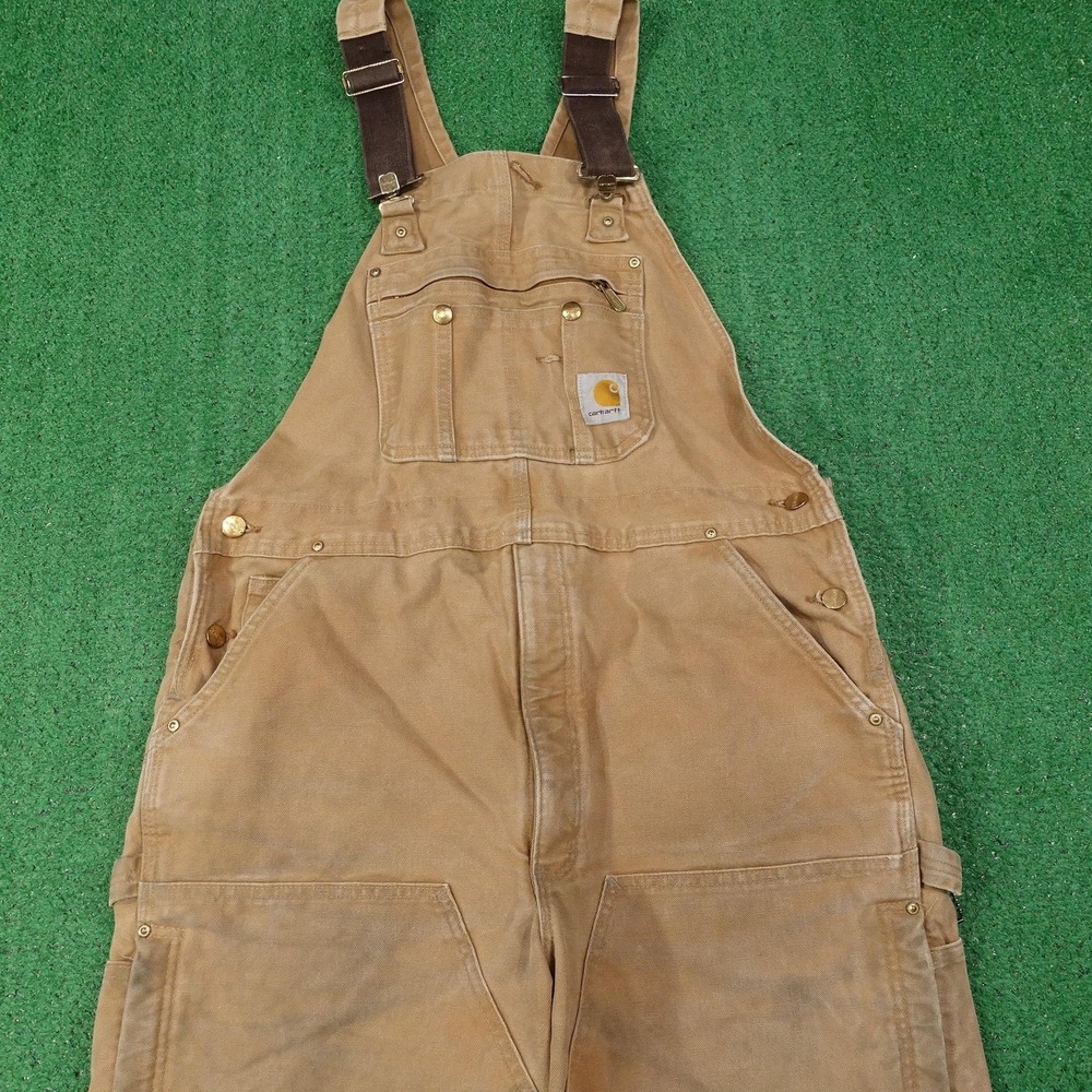 Carhartt Overalls Mens 40x32 Brown Insulated Lined Canvas Workwear R41 BRN‎